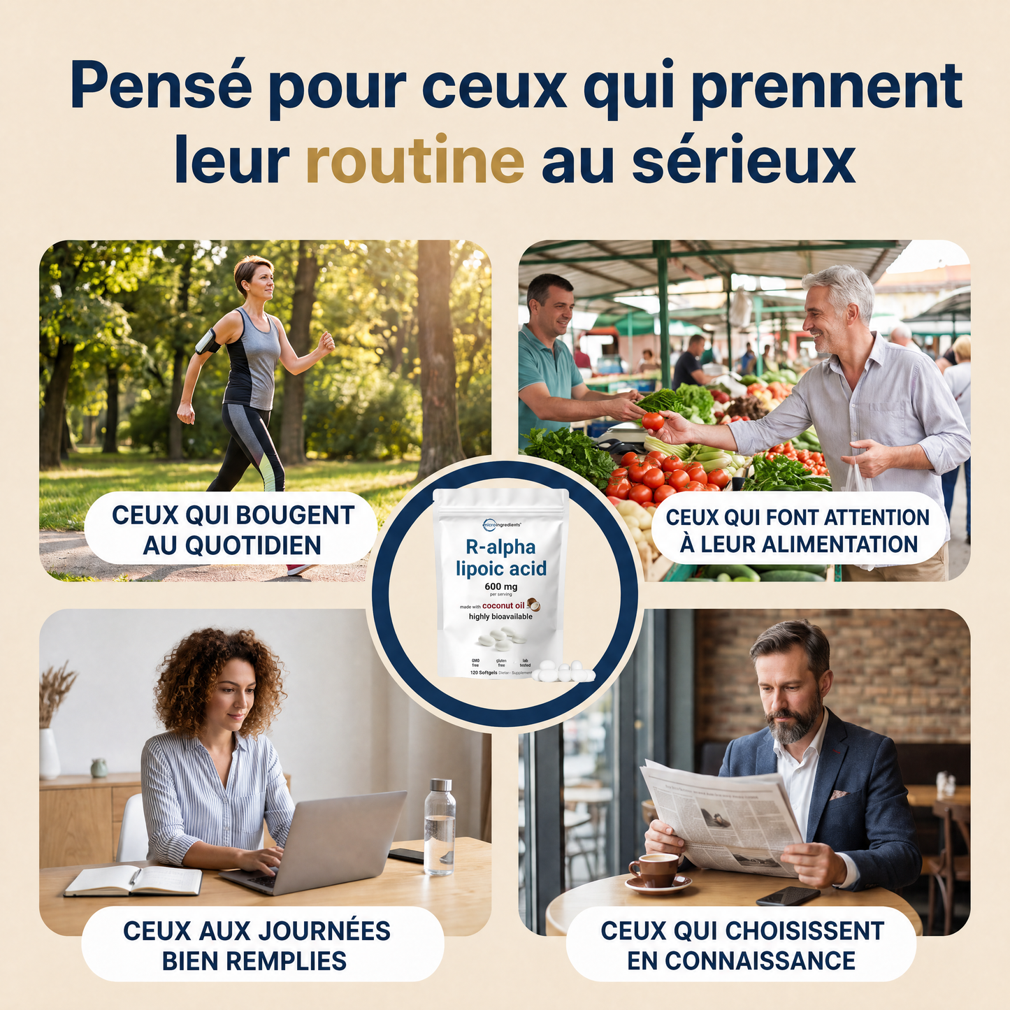Acide R-Alpha Lipoïque 600 mg avec Huile de Coco – 120 Capsules