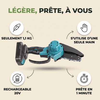Mini Tronçonneuse Électrique Sans Fil 4" avec Batterie 20V