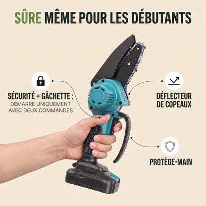 Mini Tronçonneuse Électrique Sans Fil 4" avec Batterie 20V