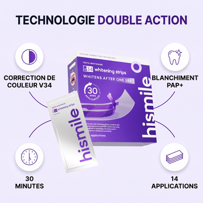 HISMILE Bandes de Blanchiment Dentaire V34 + PAP+ – 14 Applications